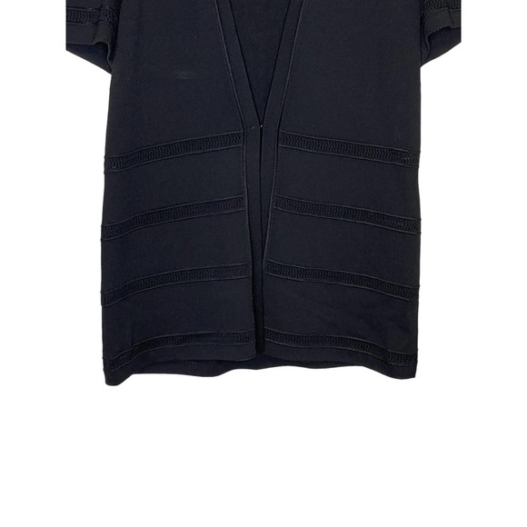 St. John Women's Cardigan Sweater Santana Knit Short Sleeve Open Front Black 10 - Picture 5 of 9